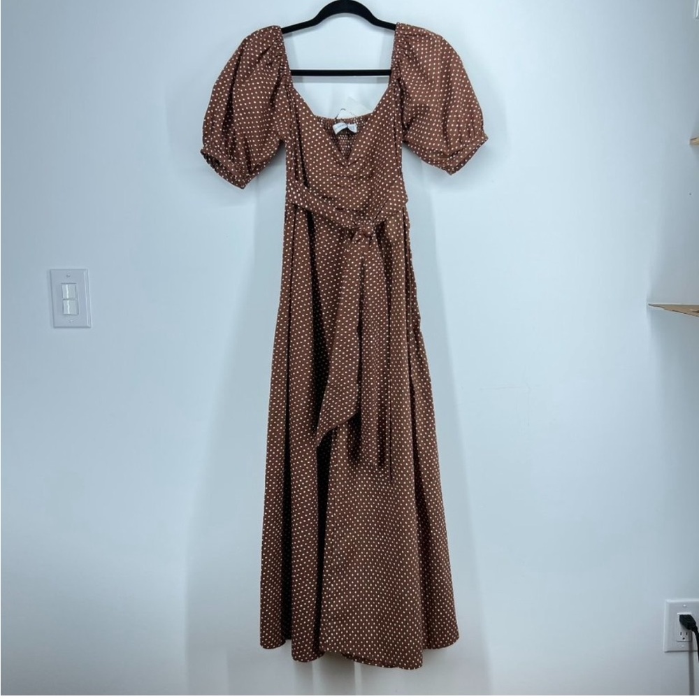 Faithfull the Brand NWT Brown Polka Dot Dress